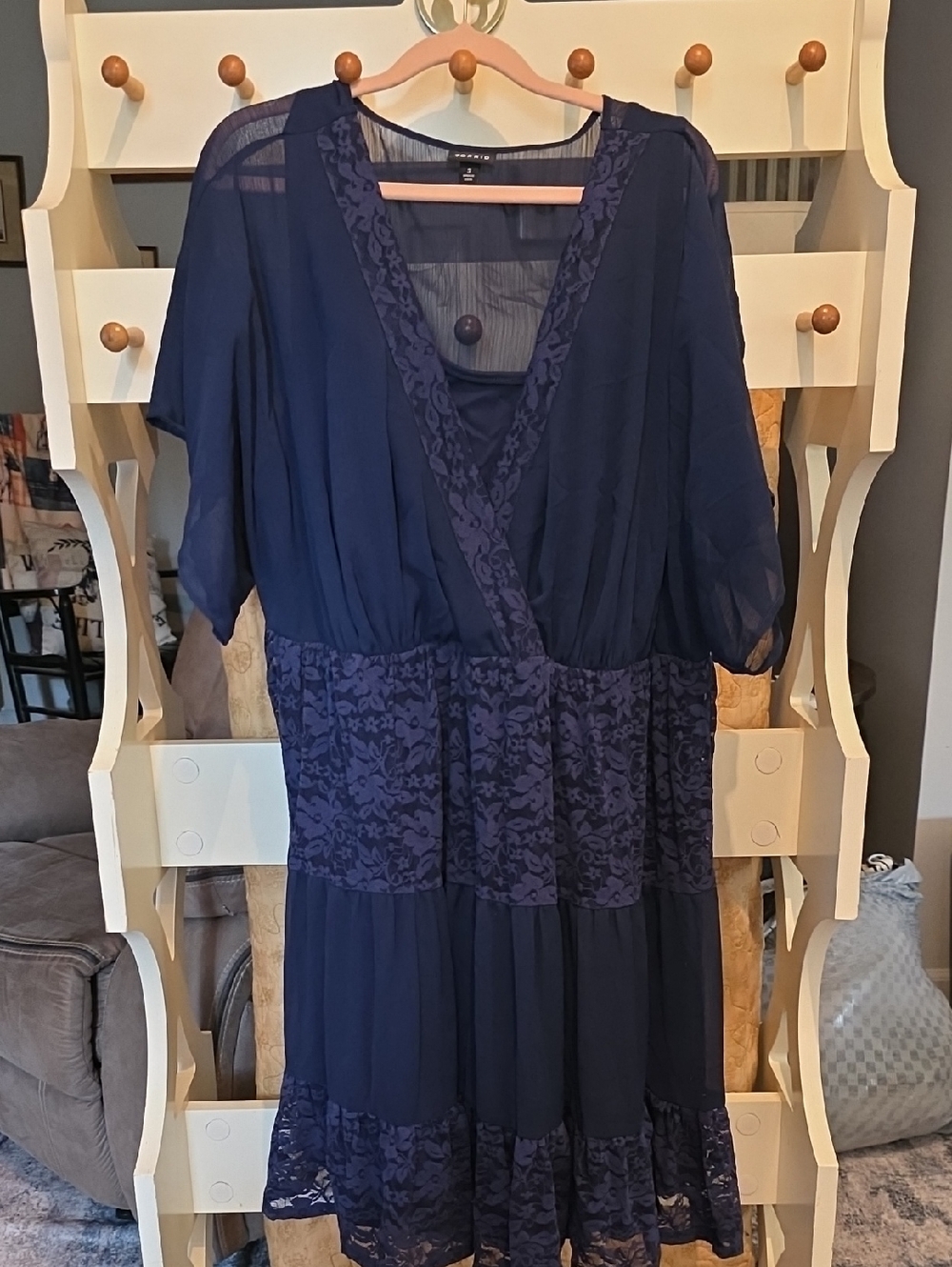Torrid Navy Lace-Trim V-Neck Women's Dress